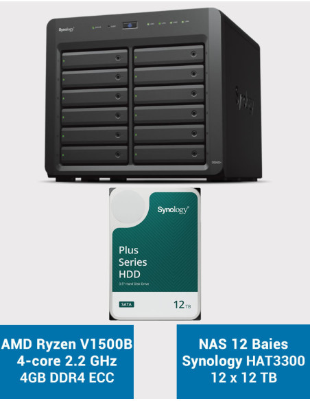 Synology DS2422+ Servidor NAS de 12 bahías HAT3300 144TB (12x12TB)