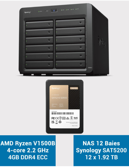 Synology DS2422+ 12-Bay NAS Server SAT5210 23.04TB (12x1920GB)
