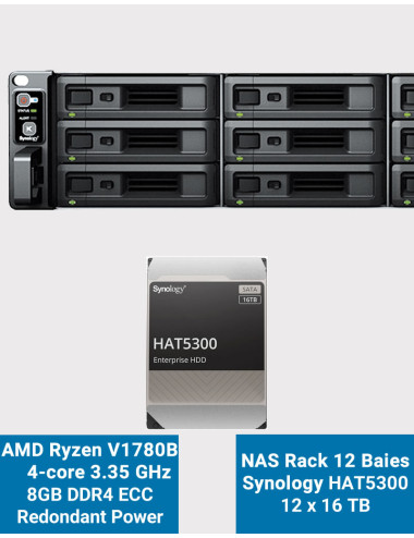 Synology RS2423RP+ NAS Server Rack 2U 12-Bay HAT5300 192TB (12x16TB)