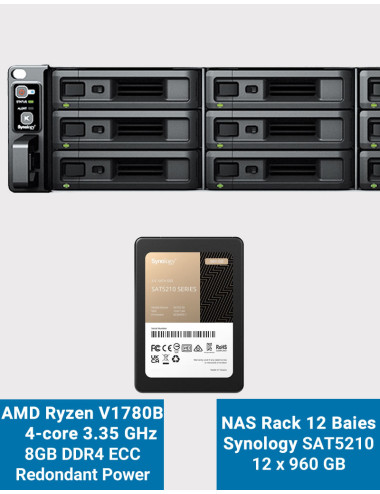 Synology RS2423RP+ NAS Server Rack 2U SAT5210 11.52TB (12x960GB)
