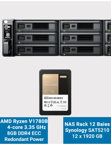 Synology RS2423RP+ NAS Server Rack 2U SAT5210 23.04TB (12x1920GB)