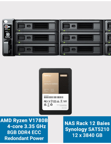 Synology RS2423RP+ NAS Server Rack 2U SAT5210 46.08TB (12x3840GB)