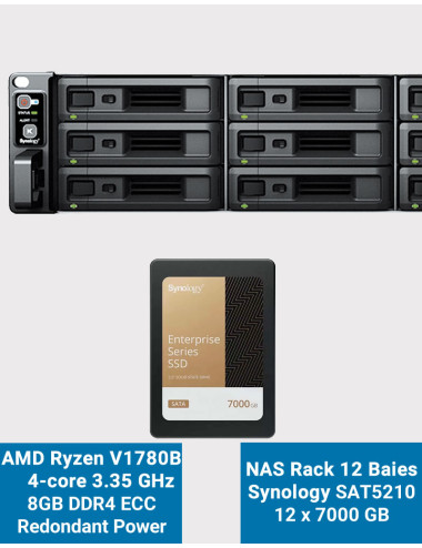 Synology RS2423RP+ NAS Server Rack 2U SAT5210 84TB (12x7000GB)