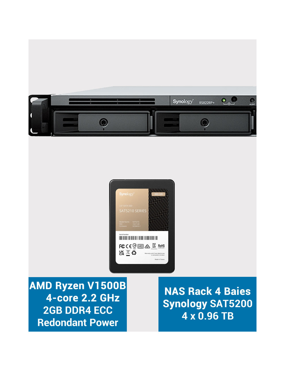 Synology DS420J Serveur NAS IRONWOLF 56To (4x14To)