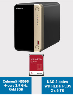 QNAP TS-264 8GB Serveur NAS 2 baies WD RED PLUS 12To (2x6To)