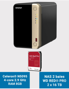 QNAP TS-264 8GB Serveur NAS 2 baies WD RED PRO 32To (2x16To)