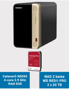 QNAP TS-264 8GB Serveur NAS 2 baies WD RED PRO 40To (2x20To)