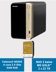 QNAP TS-264 8GB Serveur NAS 2 baies WD GOLD 44To (2x22To)