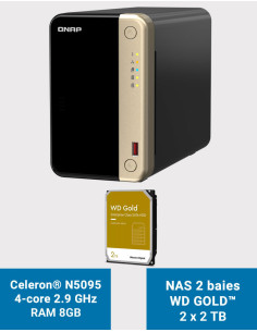 QNAP TS-264 8GB Servidor NAS 2 bahías WD GOLD 4TB (2x2TB)