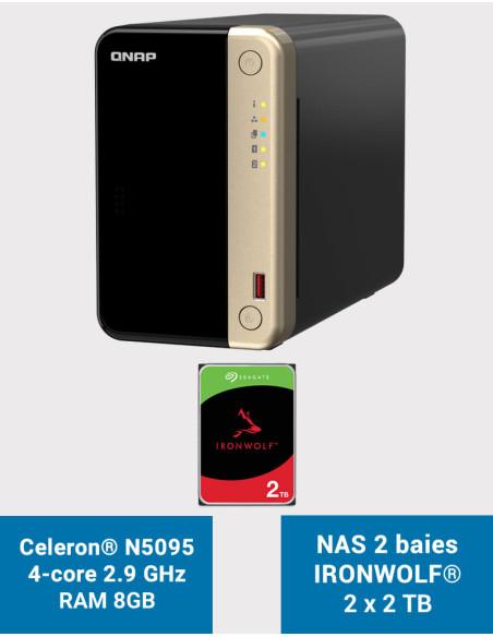 QNAP TS-264 8GB Serveur NAS 2 baies IRONWOLF 4To (2x2To)