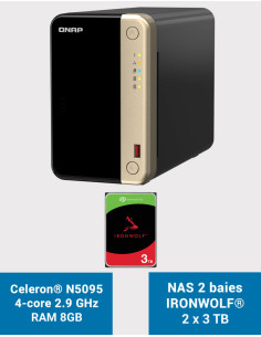 QNAP TS-264 8GB Servidor NAS 2 bahías IRONWOLF 6TB (2x3TB)