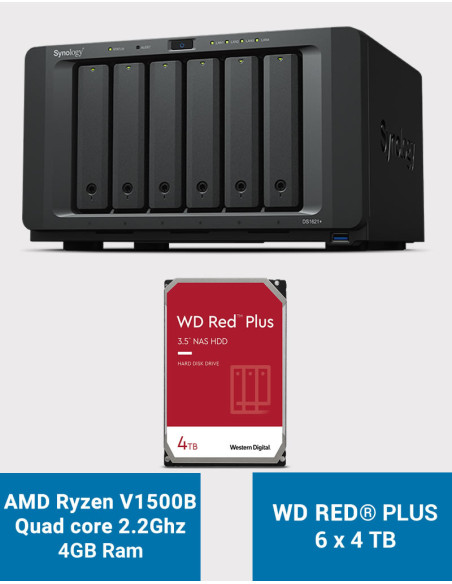 Synology DS1621+ Servidor NAS WD RED PLUS 24TB (6x4TB)
