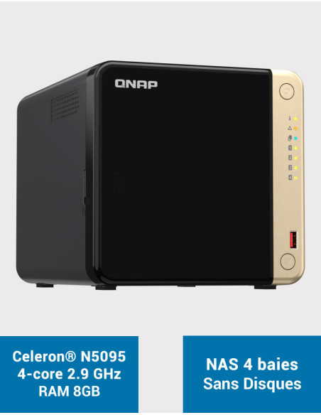 QNAP TS-464 8GB Serveur NAS 4 baies (Sans disques)
