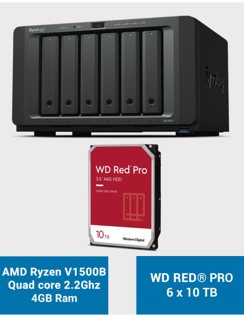 Synology DS1621+ Serveur NAS WD RED PRO 60To (6x10To)