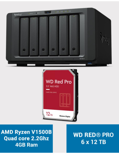 Synology DS1621+ NAS Server WD RED PRO 72TB (6x12TB)