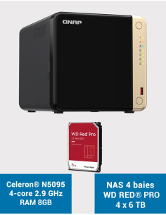 QNAP TS-464 8GB Servidor NAS 4 bahías WD RED PRO 24TB (4x6TB)