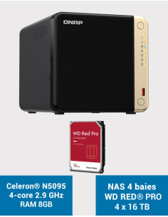 QNAP TS-464 8GB Serveur NAS 4 baies WD RED PRO 64To (4x16To)
