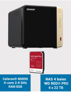 QNAP TS-464 8GB Serveur NAS 4 baies WD RED PRO 88To (4x22To)