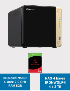 QNAP TS-464 8GB Servidor NAS 4 bahías IRONWOLF 12TB (4x3TB)