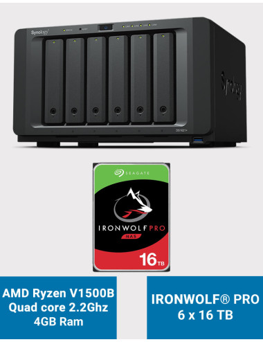 Synology DS1621+ NAS Server IronWolf PRO 96TB (6x16TB)