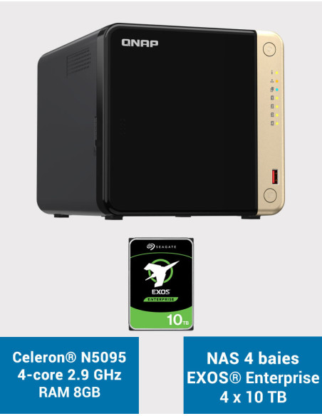 QNAP TS-464 8GB Servidor NAS 4 bahías EXOS Enterprise 40TB (4x10TB)