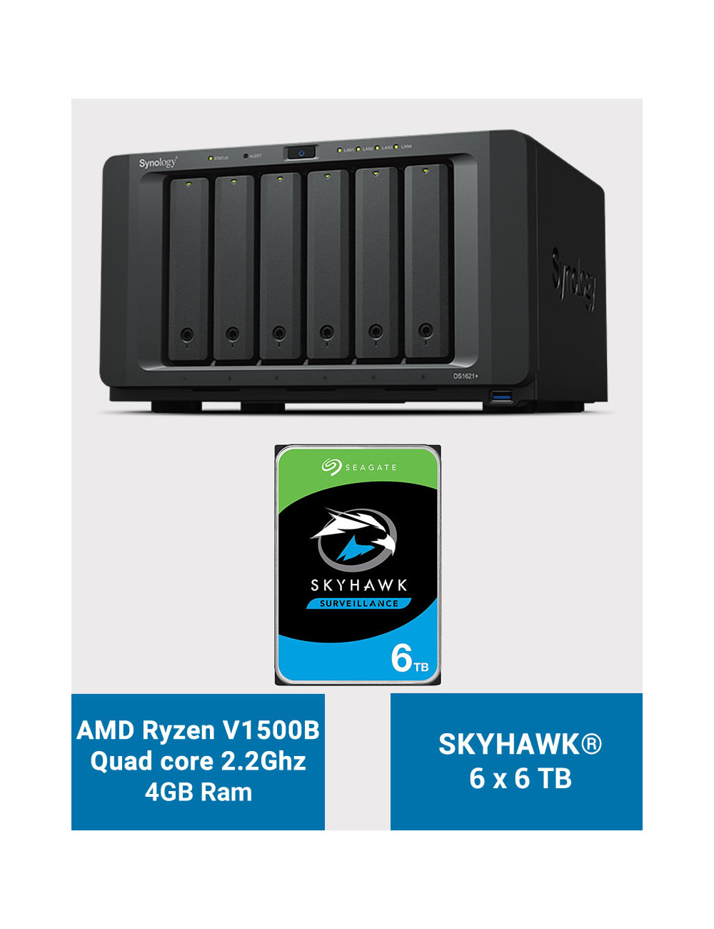 Synology DS1621+ Serveur NAS SkyHawk 36To (6x6To)