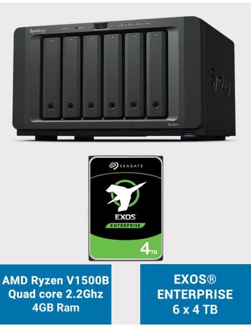Synology DS1621+ Serveur NAS EXOS Enterprise 24To (6x4To)