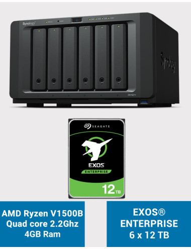 Synology DS1621+ NAS Server EXOS Enterprise 72TB (6x12TB)