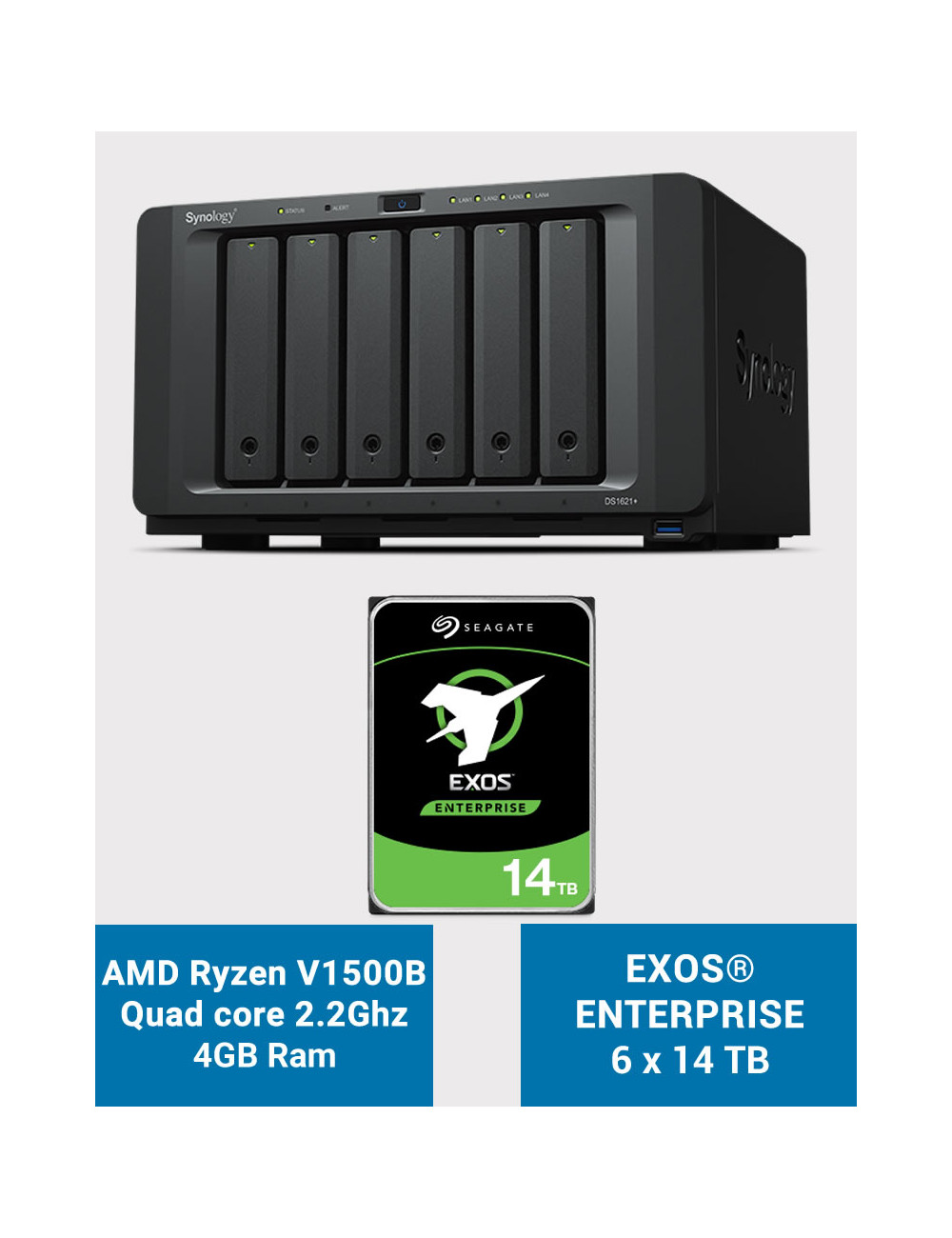 Synology DS1621+ NAS Server EXOS Enterprise 84TB (6x14TB)