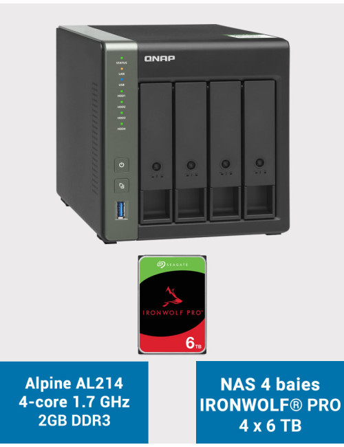 QNAP TS-431KX Serveur NAS IRONWOLF PRO 24To (4x6To)