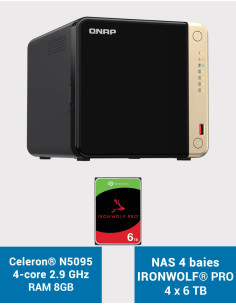 QNAP TS-464 8GB Serveur NAS 4 baies IRONWOLF PRO 24To (4x6To)
