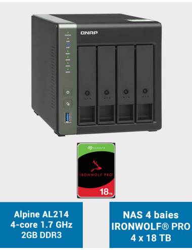 QNAP TS-431KX Serveur NAS IRONWOLF PRO 72To (4x18To)