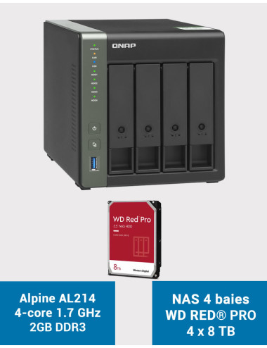 QNAP TS-431KX Serveur NAS WD RED PRO 32To (4x8To)