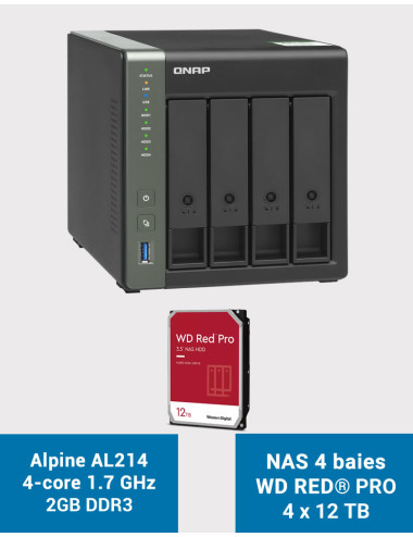 QNAP TS-431KX NAS Server WD RED PRO 48TB (4x12TB)
