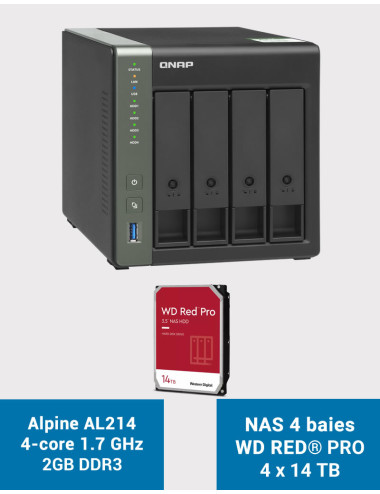 QNAP TS-431KX Serveur NAS WD RED PRO 56To (4x14To)