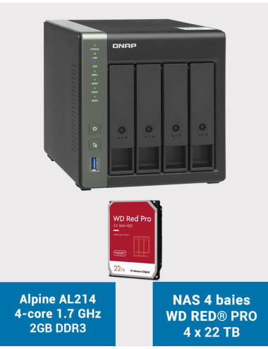 QNAP TS-431KX NAS Server WD RED PRO 88TB (4x22TB)