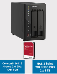 QNAP TS-253E 8GB Serveur NAS 2 baies WD RED PRO 8To (2x4To)