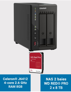 QNAP TS-253E 8GB Servidor NAS 2 bahías WD RED PRO 16TB (2x8TB)