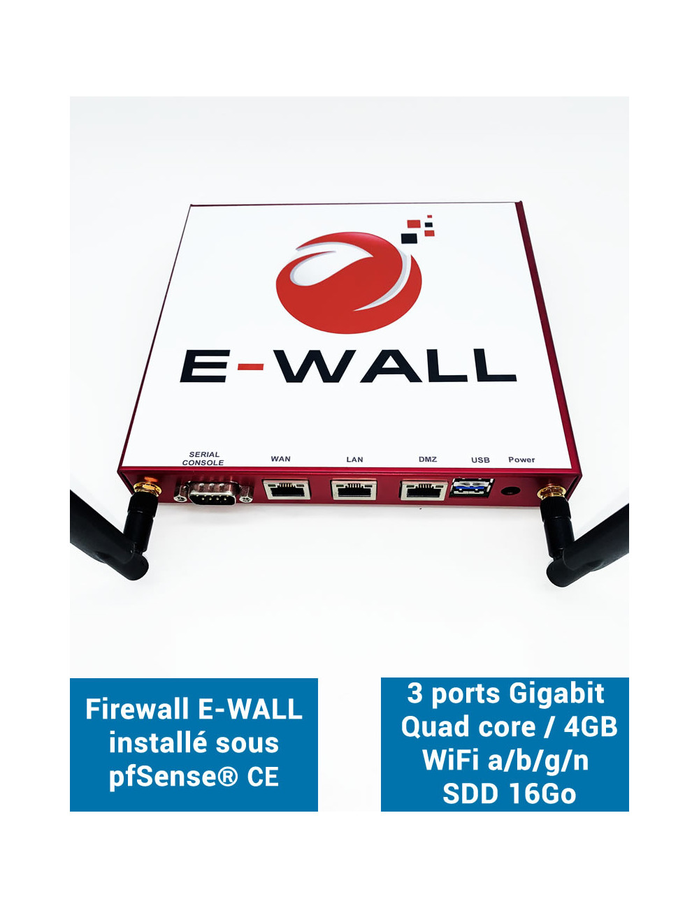 Firewall Appliance AP234 under pfSense® CE 3 ports WIFI 4GB SSD 16GB