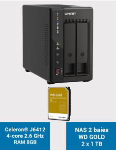QNAP TS-253E 8GB Servidor NAS 2 bahías WD GOLD 2TB (2x1TB)