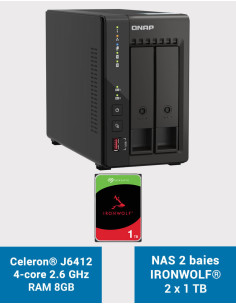 QNAP TS-253E 8GB Serveur NAS 2 baies IRONWOLF 2To (2x1To)