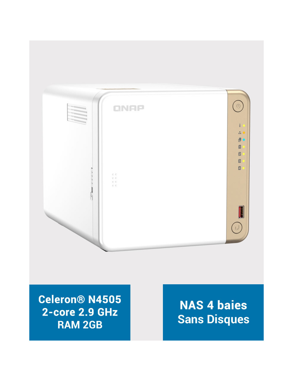 QNAP TS-462 2GB Serveur NAS 4 baies (Sans disques)