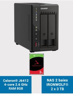 QNAP TS-253E 8GB Serveur NAS 2 baies IRONWOLF 6To (2x3To)