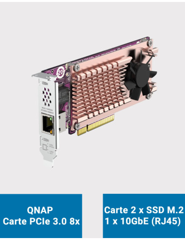 QNAP Carte d'extension SSD double slot M.2 2280 & port réseau 10GbE