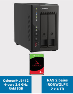 QNAP TS-253E 8GB Serveur NAS 2 baies IRONWOLF 8To (2x4To)