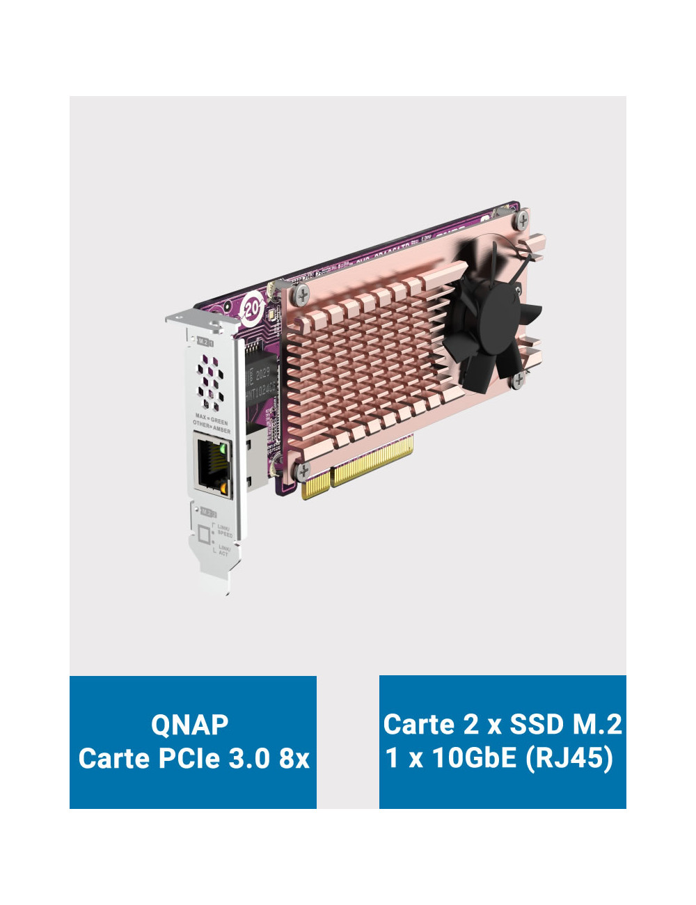 QNAP Dual M.2 2280 PCIe NVMe SSD & single-port 10GbE expansion card