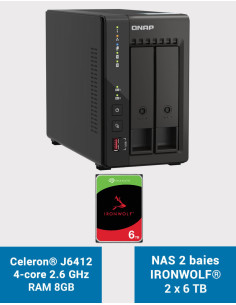 QNAP TS-253E 8GB Serveur NAS 2 baies IRONWOLF 12To (2x6To)