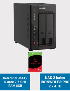 QNAP TS-253E 8GB Servidor NAS 2 bahías IRONWOLF PRO 8TB (2x4TB)