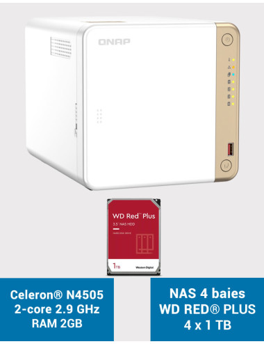 QNAP TS-462 2GB NAS Server WD RED PLUS 4TB (4x1TB)
