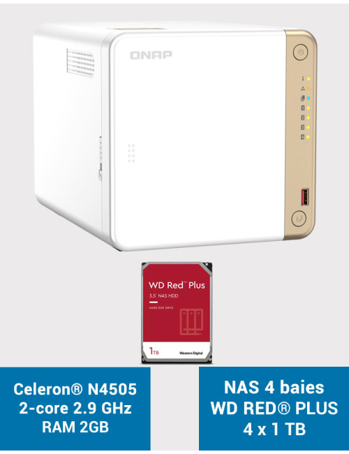QNAP TS-462 2GB Serveur NAS WD RED PLUS 4To (4x1To)